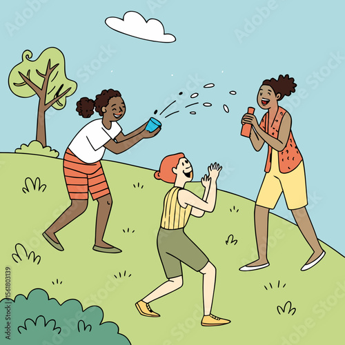  Spontaneous Water Fight Between Friends
