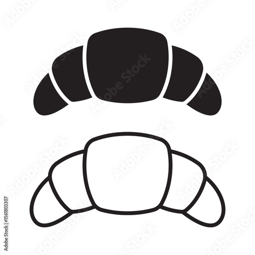 Croissant icon. Croissant icons solid and linear style.