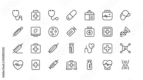 Minimal Thin-Line Medical & Healthcare Icons Pack