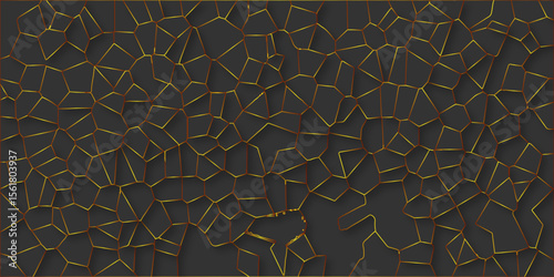 Beautifu bluck and golden crystallized polygon background. abstract light colorful stone tile pattern with shadow. modern wallpaper, trendy simple minimal geometric background abstract mosaic back