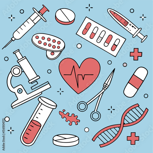 Medical illustration healthcare icons and symbols vector graphic