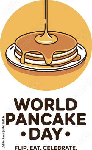 World Pancake Day Illustration with Syrup Pouring Over Stack Celebrating with Delicious Breakfast Vector Design for Social Media Posters and Greeting Cards Food Holiday