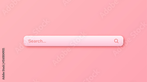Colorful 3d search bar template. Internet browser engine with search box, address bar and text field. UI design, website interface element with web icons and push button. Vector illustration