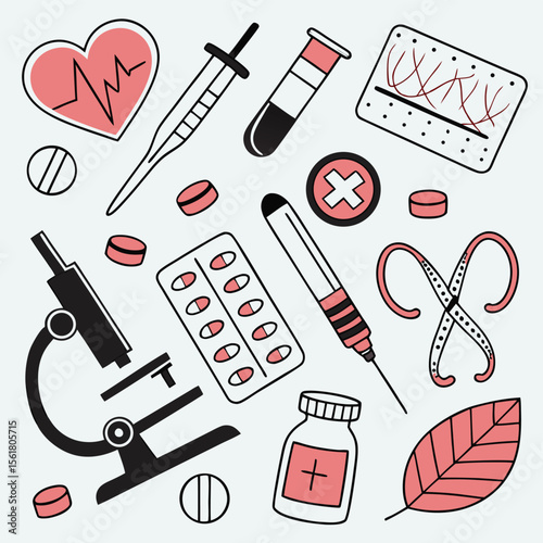 Medical illustration healthcare tools and supplies vector graphics