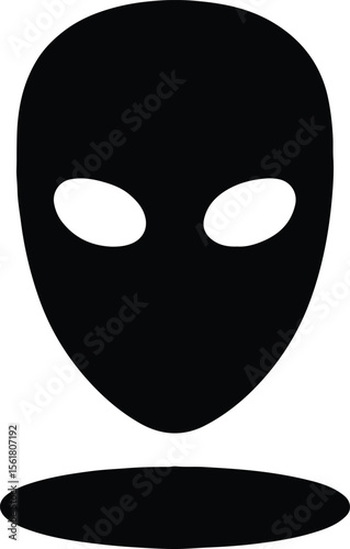 Silhouette Alien head with platform black and white vector Illustrator