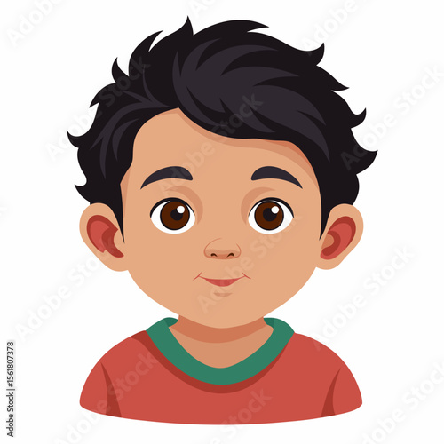 toddler boy, black hair boy, toddler portrait, child portrait, boy face, baby boy, young boy, cute kid, cartoon boy, white background, flat design, kids avatar, boy clipart, preschool boy, children gr