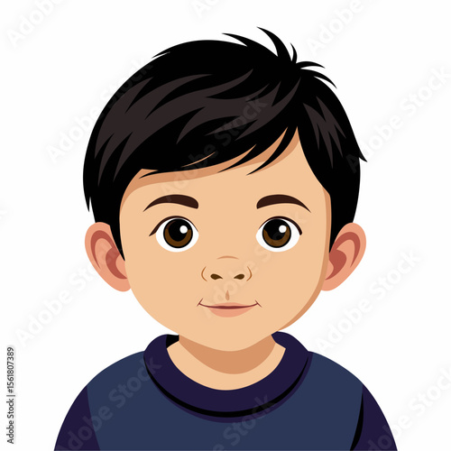 toddler boy, black hair boy, toddler portrait, child portrait, boy face, baby boy, young boy, cute kid, cartoon boy, white background, flat design, kids avatar, boy clipart, preschool boy, children gr
