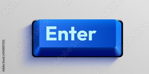 Blue computer enter key on white background. Vector illustration