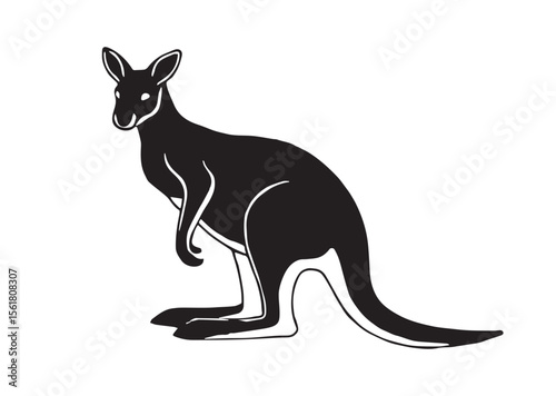 Kangaroo Silhouette, Kangaroo Vector, Kangaroo Icon Illustration