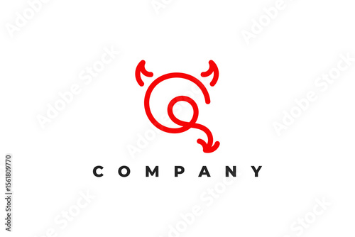 letter q line art devil logo design