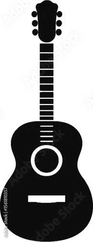 Guitar Silhouette Vector Illustration on Transparent Background | Music Instrument Clipart