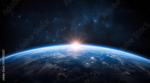 blue sunrise, view of earth from space