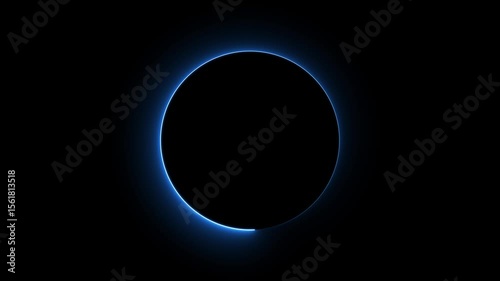 blue neon circle. glowing circle on a black background.