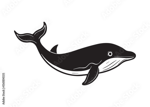 Whale Silhouette, Whale Vector, Whale Icon Illustration