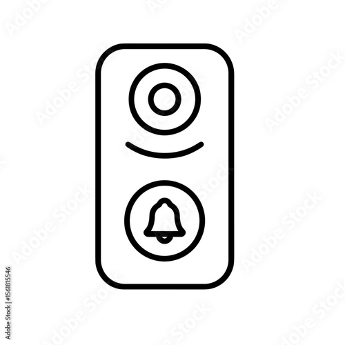 Outline icon of smart video doorbell with camera – home entry monitoring concept