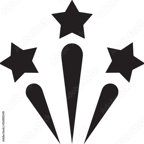 Celebration Fireworks Icon - Black & White Vector Design