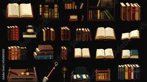 Modern Library Books Icon Vector Isolated Illustration