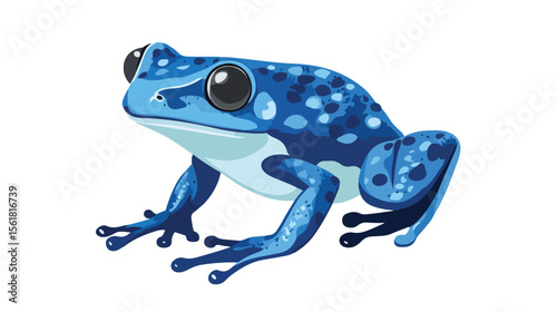 Blue Frog Exotic Animal Flat Vector Illustration