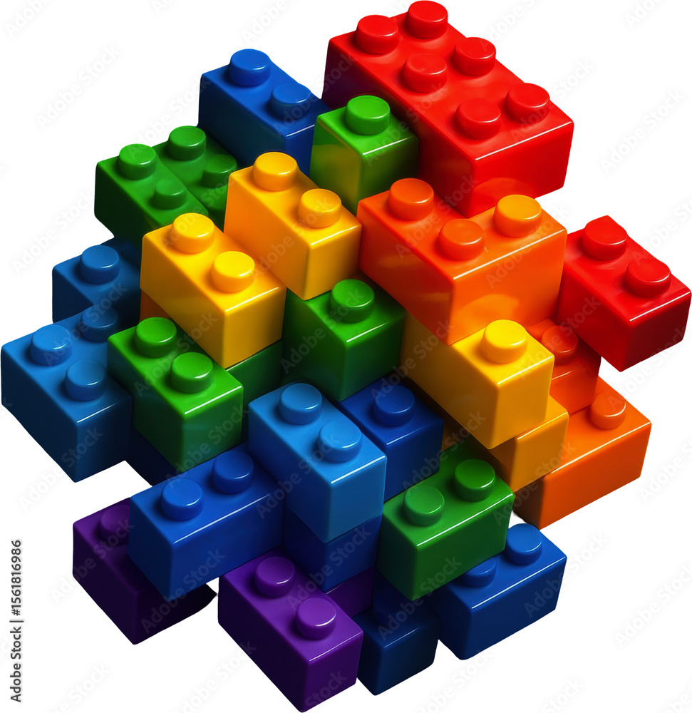 Obraz premium Vibrant stack of glossy colorful plastic building blocks