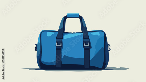 Blue Gym Bag Equipment Flat Vector Illustration