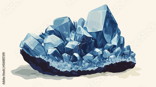 Blue Quartz Stone Vector Illustration