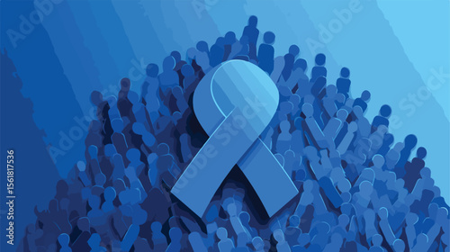Blue Ribbon Campaign Flat Vector Illustration - Promoting awareness and support