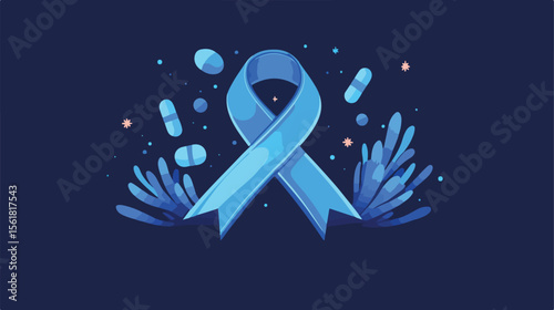 Prostate Cancer Awareness Blue Ribbon Icon for Medical Awareness Campaigns