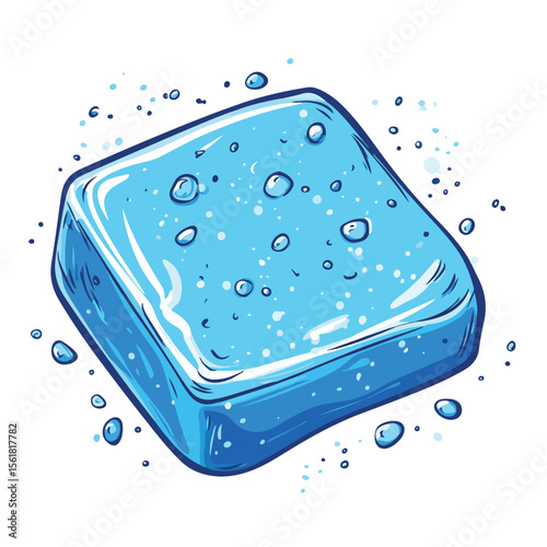 Blue Soap Cartoon Vector Illustration Hand Drawn