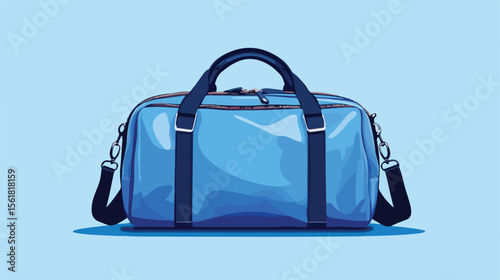 Blue Travel Bag Flat Vector Illustration Center