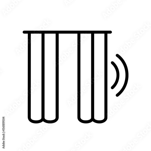 Outline icon of smart curtains with wireless signal – remote window control concept