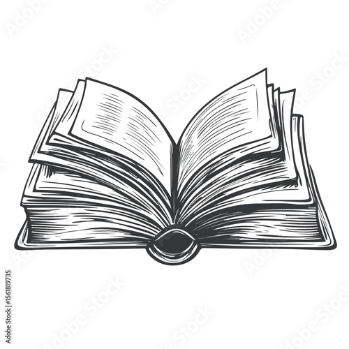 Creative Book Cartoon Vector and Illustration in Black and White