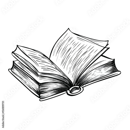 Cartoon Book Vector Illustration in Black and White