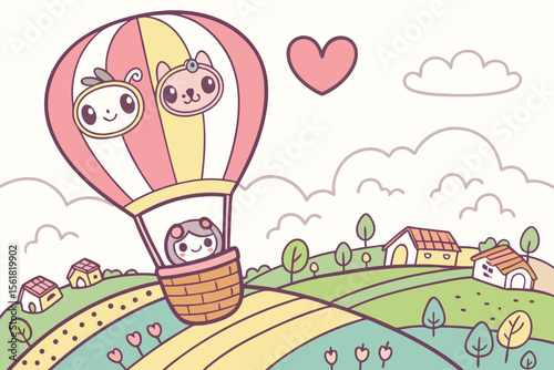 Chibi Friendship Hot Air Balloon
