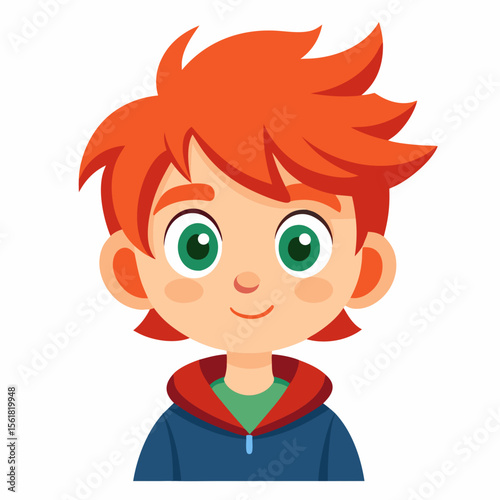 cute redhead boy, red hair boy, ginger boy, adorable child, young boy, happy boy, cartoon boy, boy portrait, child illustration, redhead kid, white background, flat design, redhead avatar, boy clipart