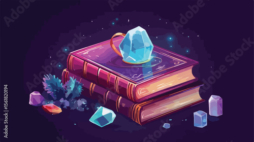 Mystical Book of Magic Flat Vector Illustration