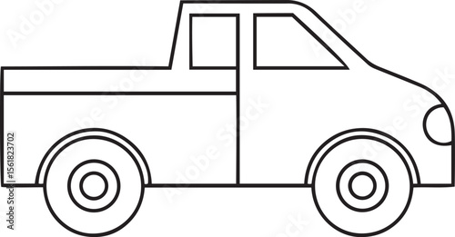 Modern and Clean Vehicle Editable Line Art Vector Icons, Vector illustration of stylish pickup truck line art transport logo or icon, creative and clean pickup truck line vector icon illustration