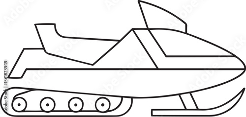 Modern and Clean Vehicle Editable Line Art Vector Icons, Vector illustration of stylish snowmobile line art transport logo or icon, creative snowmobile line vector icon illustration