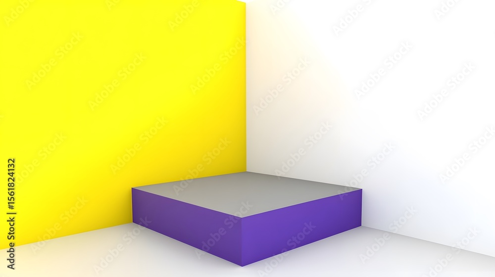 Obraz premium Abstract Purple Grey Yellow Cube Minimalist Product Display Platform Corner