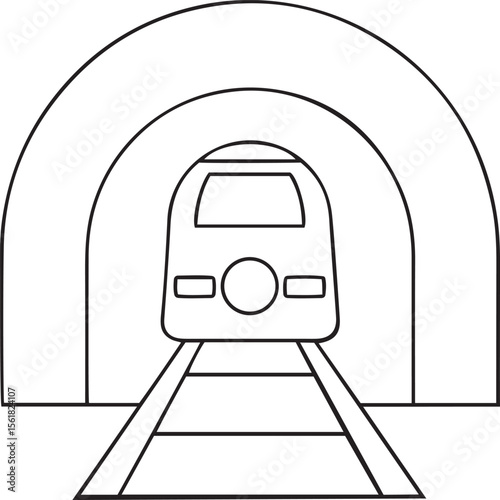 Modern and Clean train entering a tunnel Editable Line Art Vector Icons, Vector illustration of stylish train entering a tunnel line art transport logo or icon, creative line vector icon illustration