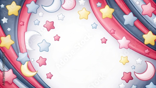 Colorful star and moon pattern with copy space for evening-themed designs