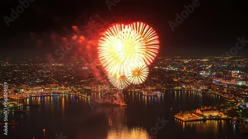 Night City Fireworks Panorama.