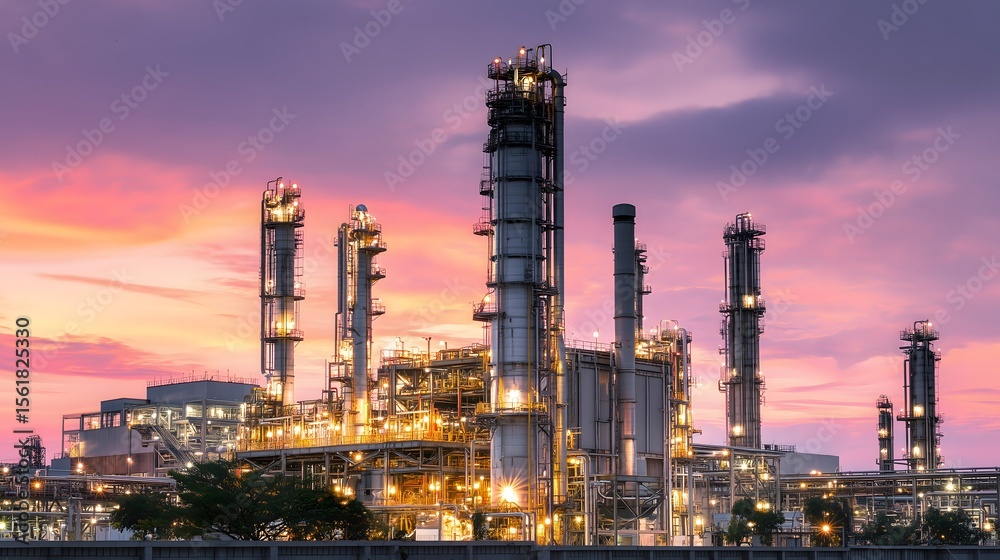 Fototapeta premium oil refinery at twilight