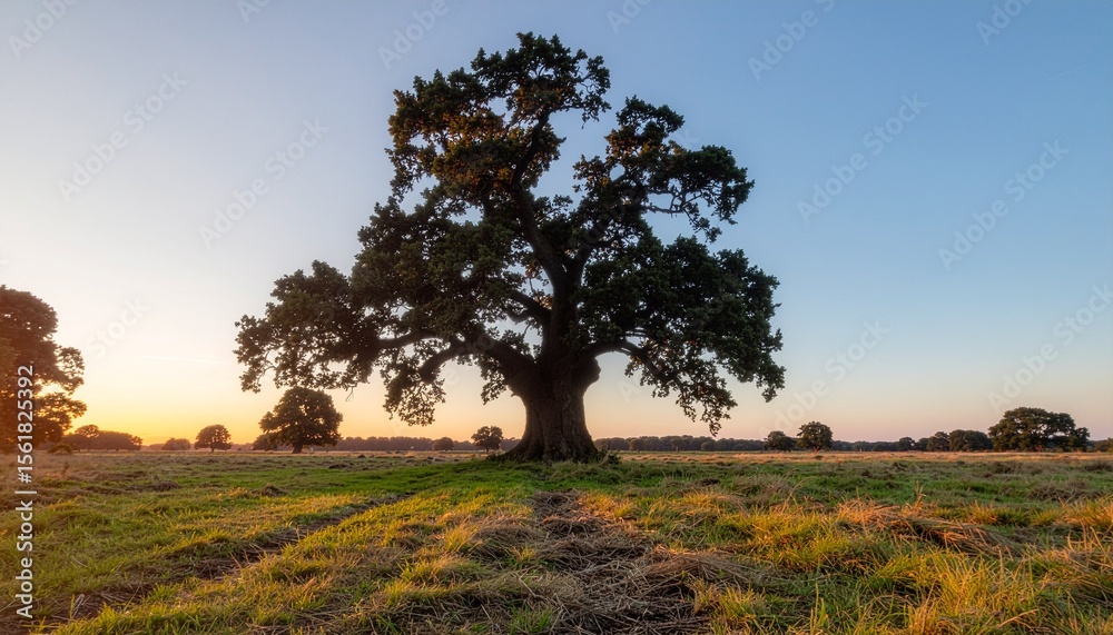 Fototapeta premium Shady tree in the meadow. Generated image AI