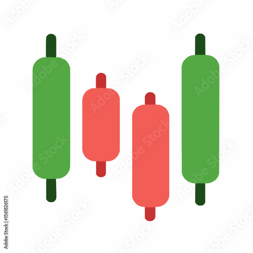 Flat design candlestick chart representing trading activity and market trends in the financial world