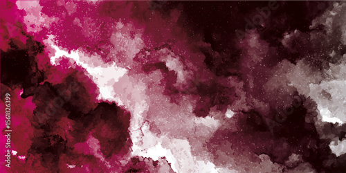 A purple and black backdrop with abundant smoke rising from both the top and bottom corners. abstract vintage randomly painted canvas, fabric with color paint spots and blots texture for design	