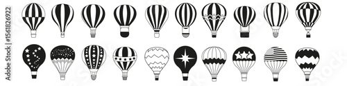 Air balloon vector icon set. aerostat illustration sign collection. Ballon logo. Air balloons web icons.