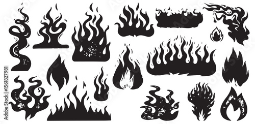Fire flame icon. Brush grunge illustration. Crayon vector paint logo. Graphic background. Spray fire symbol. Doodle y2k flame. Hot crayon texture grafitti. Heat shape, abstract stroke, sketch tattoo