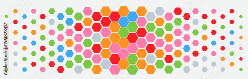 Abstract colorful geometric background. Hexagonal pattern with gradation. 10 Eps editable. Halftone hexagonal retro simple pattern. Vector honeycomb