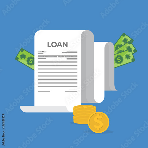 Finance management. Loan agreement. Mortgage money credit. Loan disbursement, quick loan service, easy credit.	