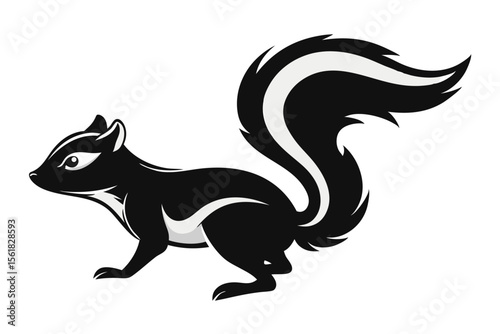 A graceful skunk illustration in a modern minimalist style suitable for various design projects